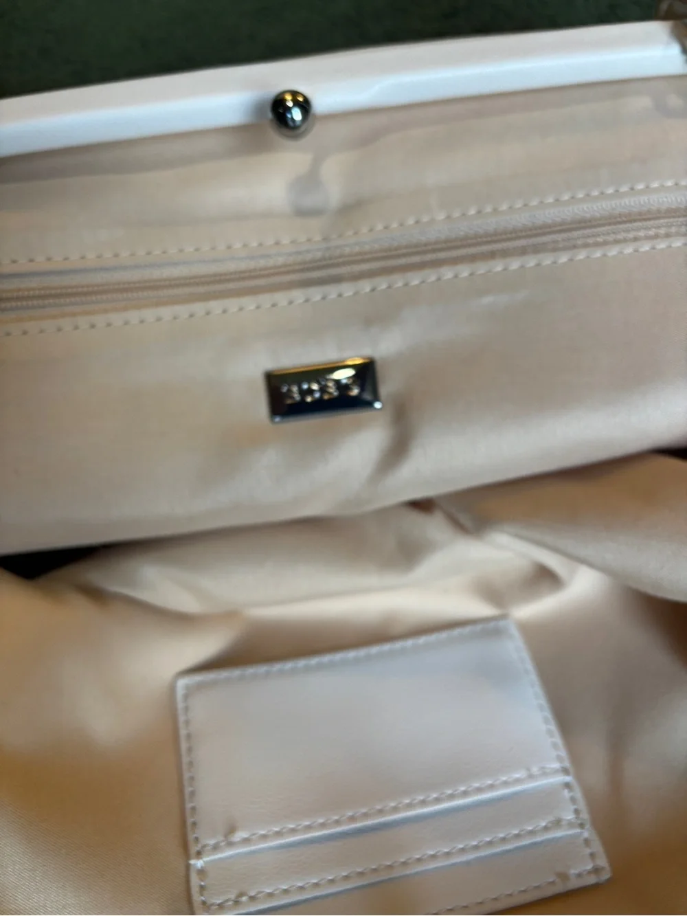 Price Drop** BCBG winter white PU leather convertible clutch handbag pristine